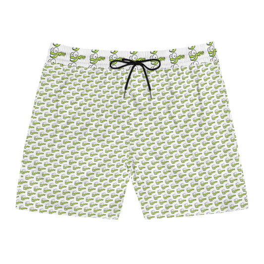 Tadpole Print Swim Shorts — Men's Mid-Length Beach Trunks