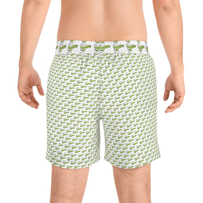 Tadpole Print Swim Shorts — Men's Mid-Length Beach Trunks