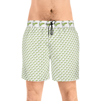 Tadpole Print Swim Shorts — Men's Mid-Length Beach Trunks
