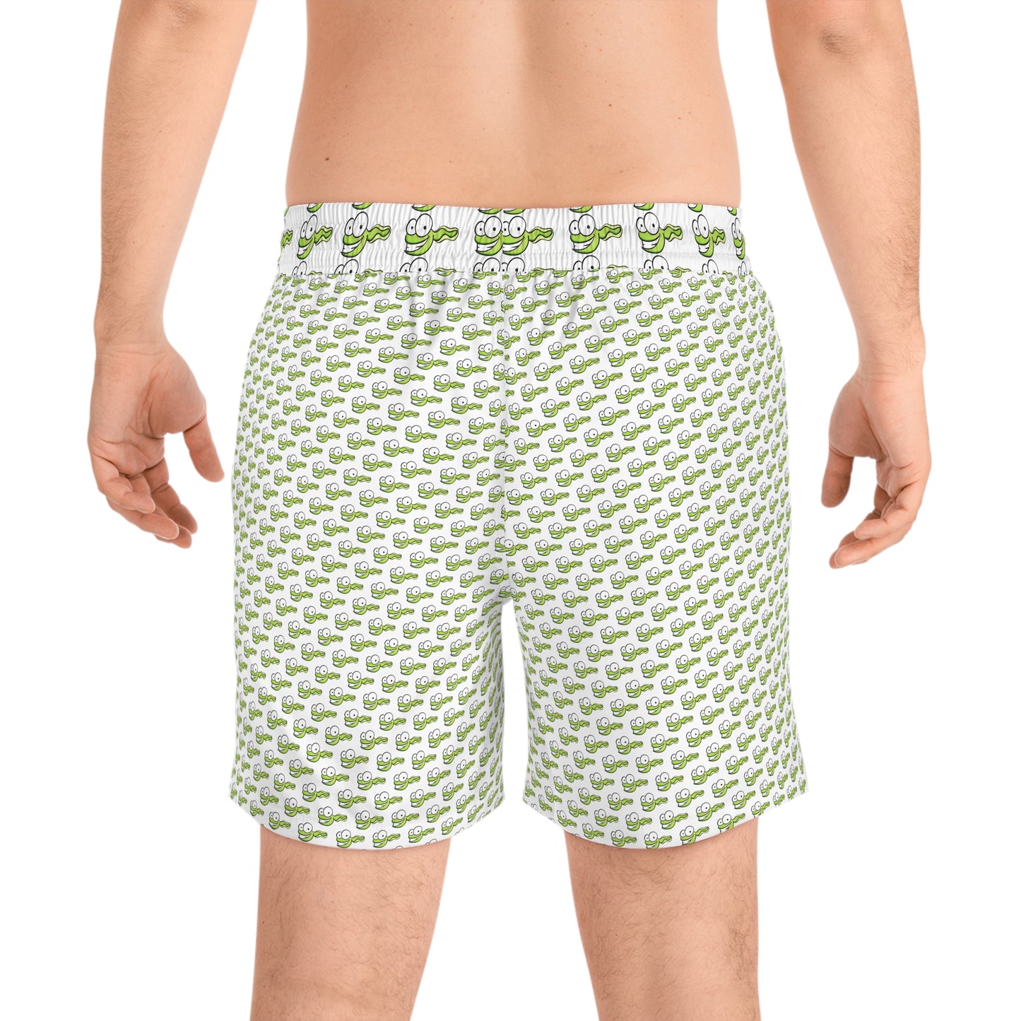 Tadpole Print Swim Shorts — Men's Mid-Length Beach Trunks